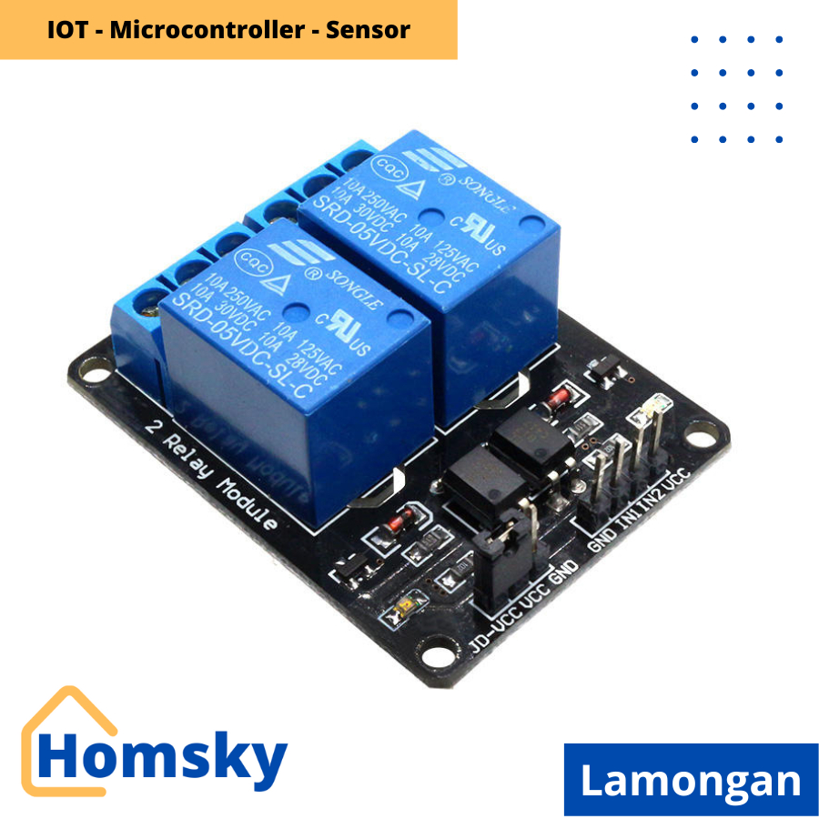 Jual Relay Module 2 Channel Low Trigger 5V 10A 250VAC 30VDC Modul 2