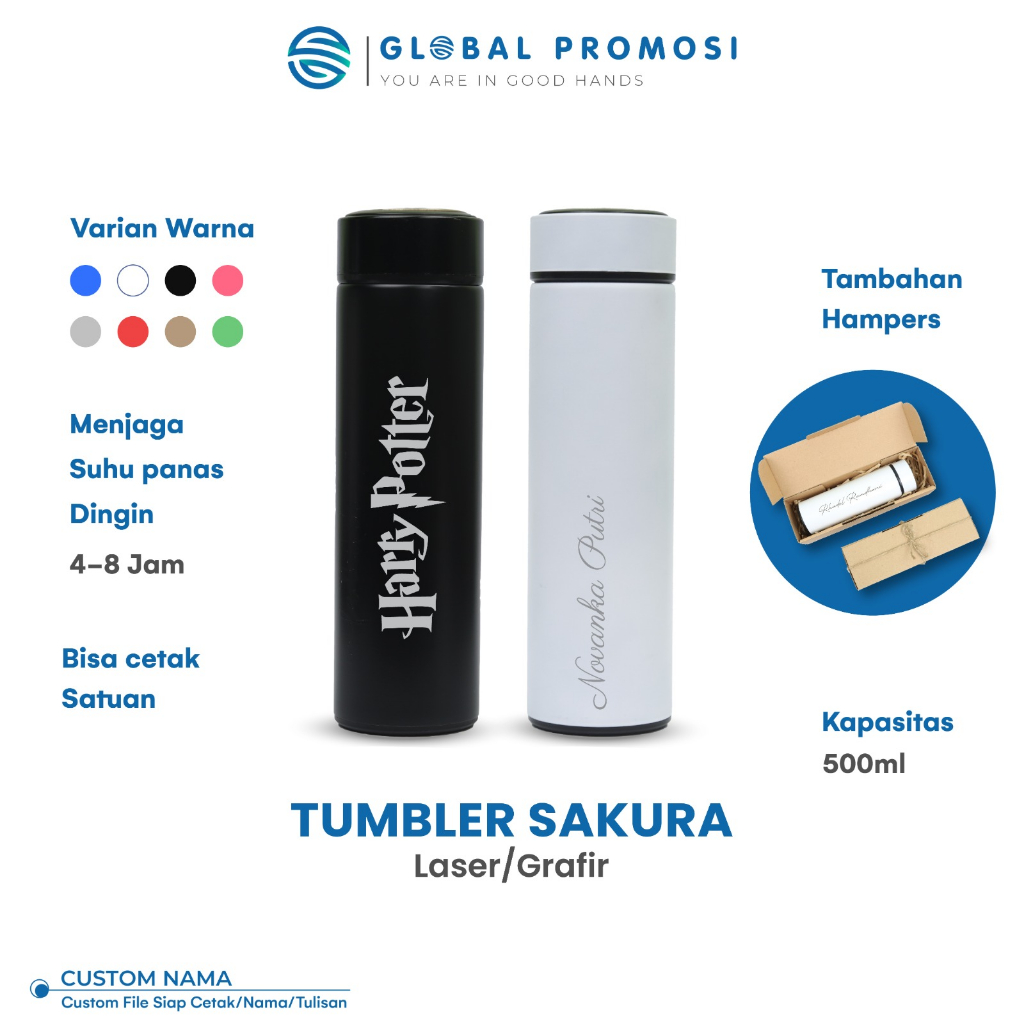 Jual Tumbler Custom Sakura Laser Grafir Souvenir Promosi Murah Cetak