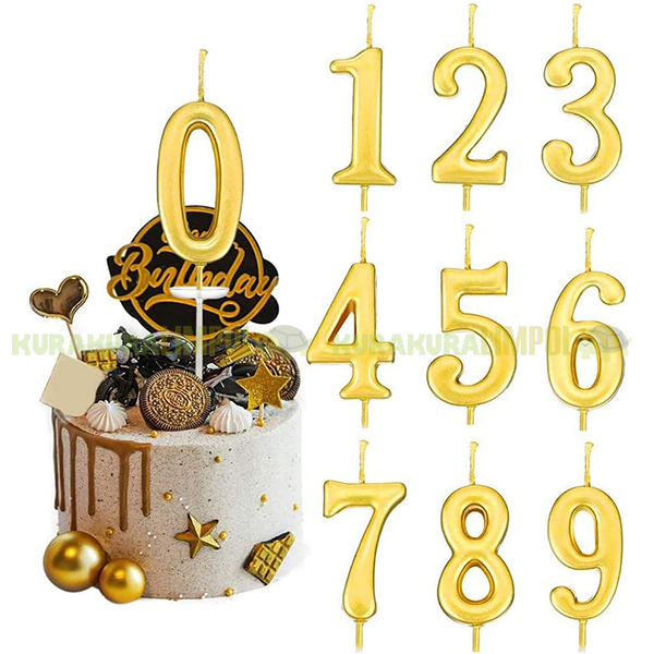 Jual Lilin Angka Gold Ulang Tahun Happy Birthday Candle Number