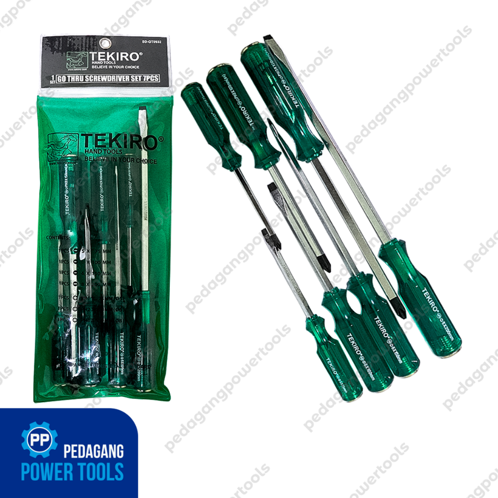 Jual TEKIRO OBENG SET 7 PCS TEMBUS KETOK GO THRU SCREWDRIVER HIJAU