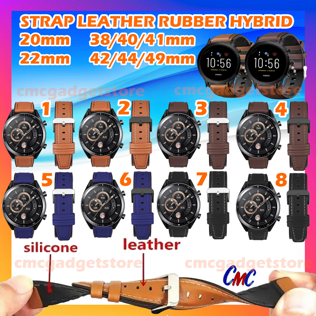 Jual Premium Leather Strap Rubber Tali Jam Tangan Kulit Hybrid Silikon