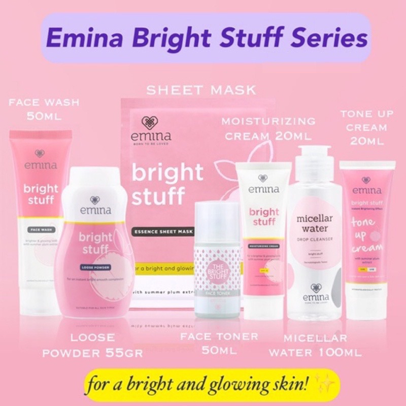 Jual Emina Bright Stuff Series Toner Face Wash Moisturizing Serum