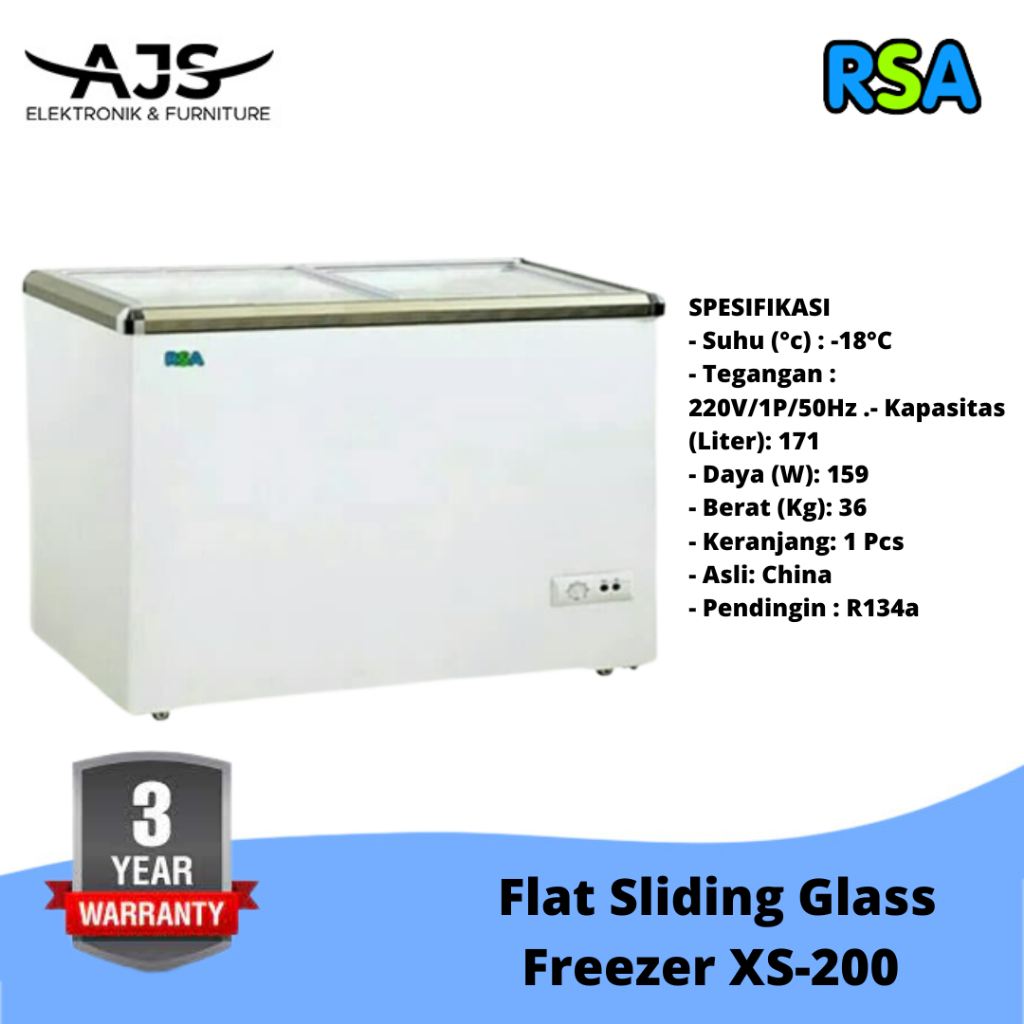 Jual Rsa Sliding Flat Glass Freezer Xs Xs Kaca Datar Liter