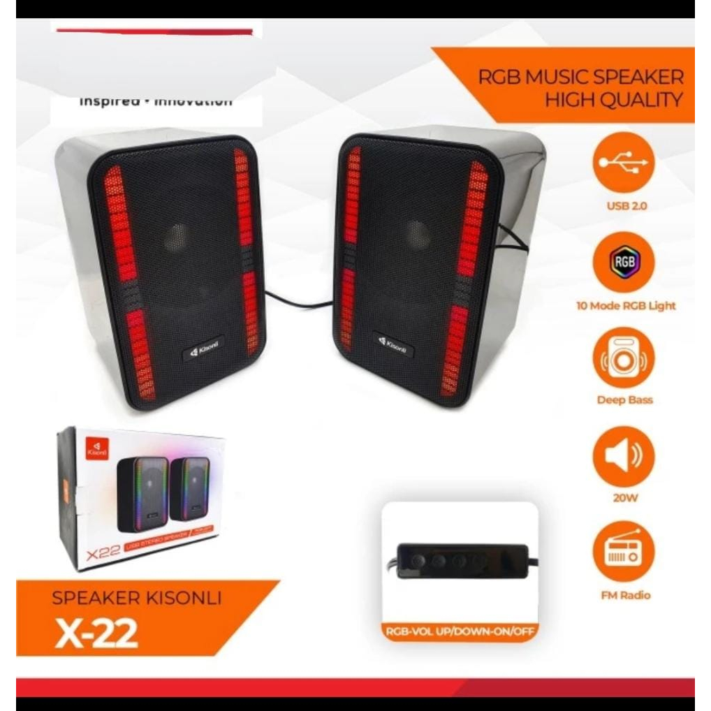 Jual KISONLI X22 Speaker Gaming Super Bass Portable RGB Rhyth Warna