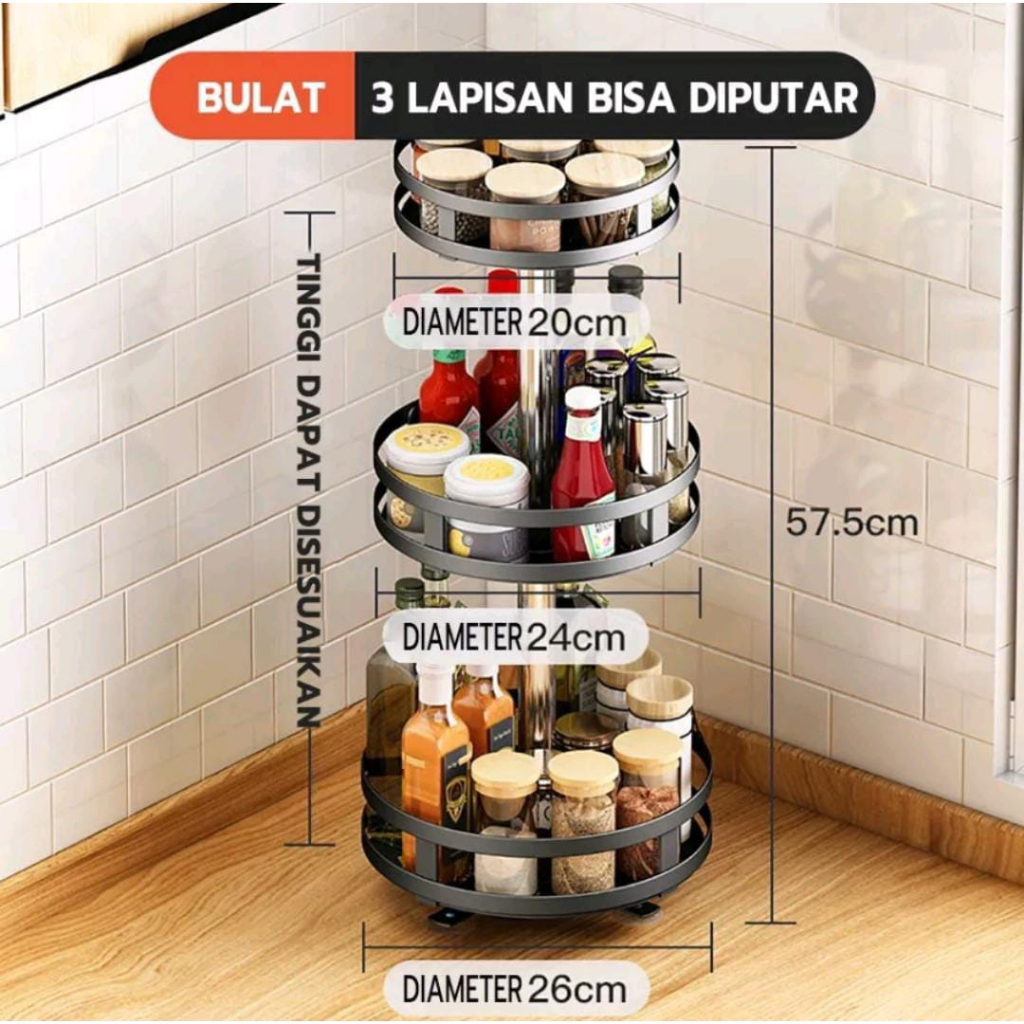 Jual Rak Bumbu Putar Berputar Derajat Rak Bumbu Dapur Stainless