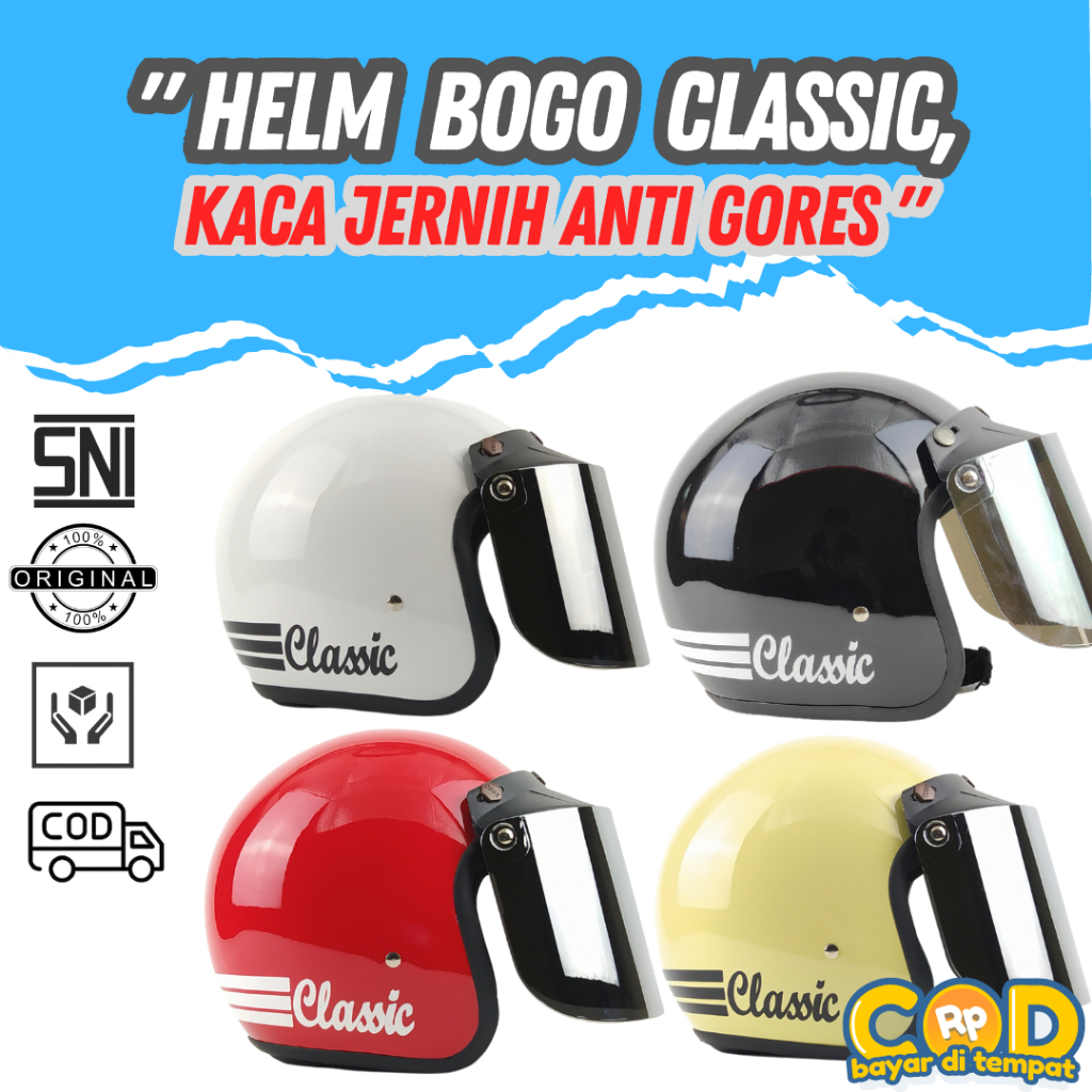 Jual Helm Bogo Classic Retro Dewasa SNI Original 100 Helem Pria Wanita