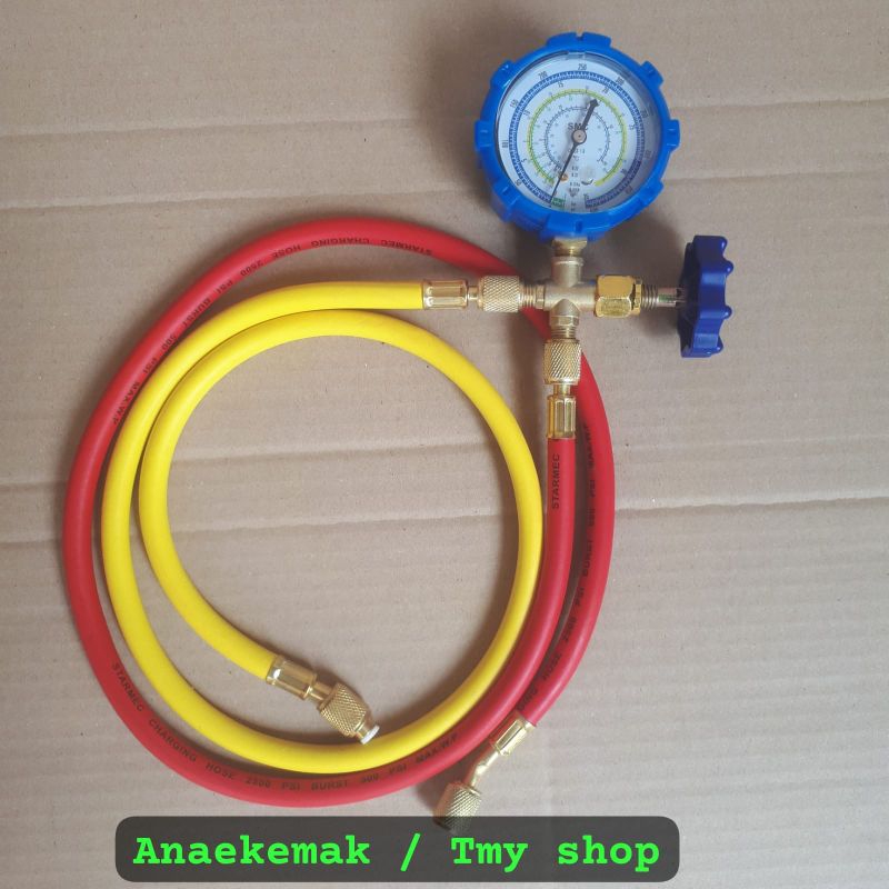 Jual SINGLE Manifold SELANG R22 Meteran Gauge Alat Pengisian Freon Ac