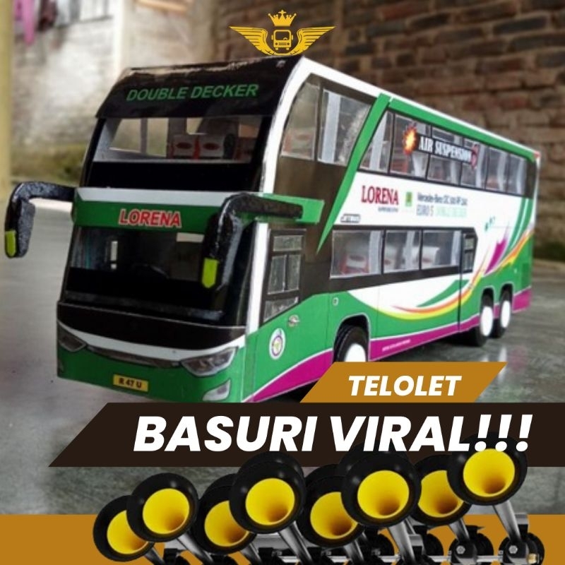 Jual Miniatur Bus Lorena Double Decker Full Spek Bahan Triplek