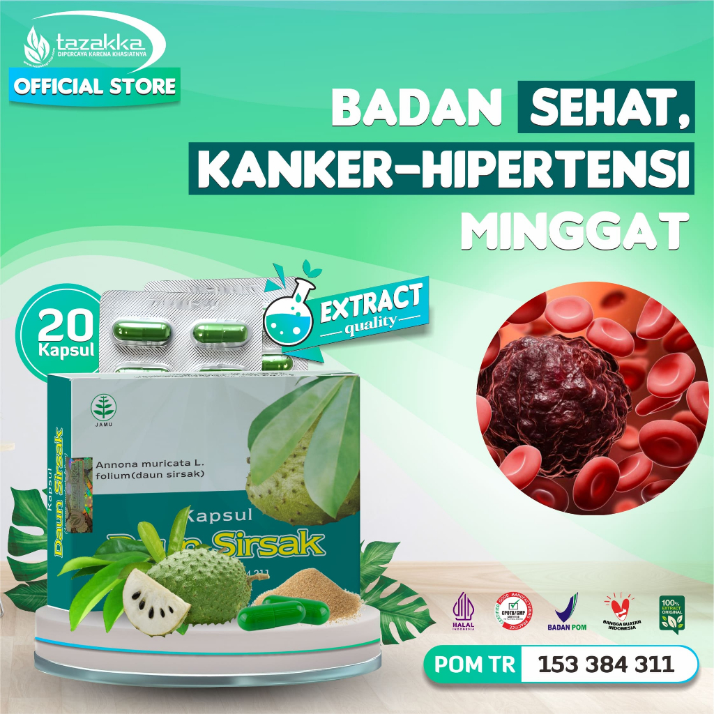 Jual Ekstrak Daun Sirsak Tazakka Kemasan Blister 20 Kapsul Original