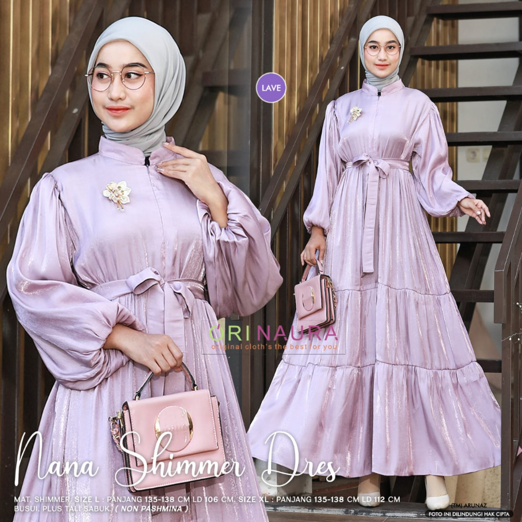 Jual Shimmer Dress Shimmer Dres Silk Premium Gamis Muslim Wanita