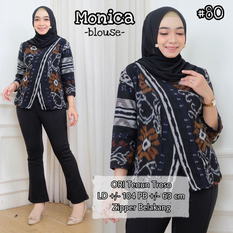 Jual Monica Blouse Tenun Troso Atasan Kemeja Kantor Formal Kondangan