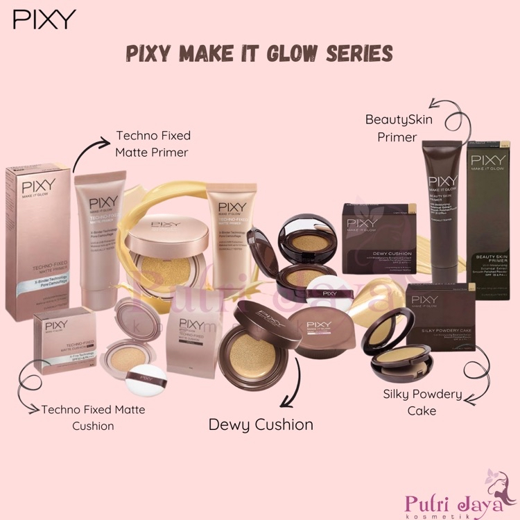 Jual Pixy Make It Glow Series Primer Dewy Cushion Silky Powdery Cake