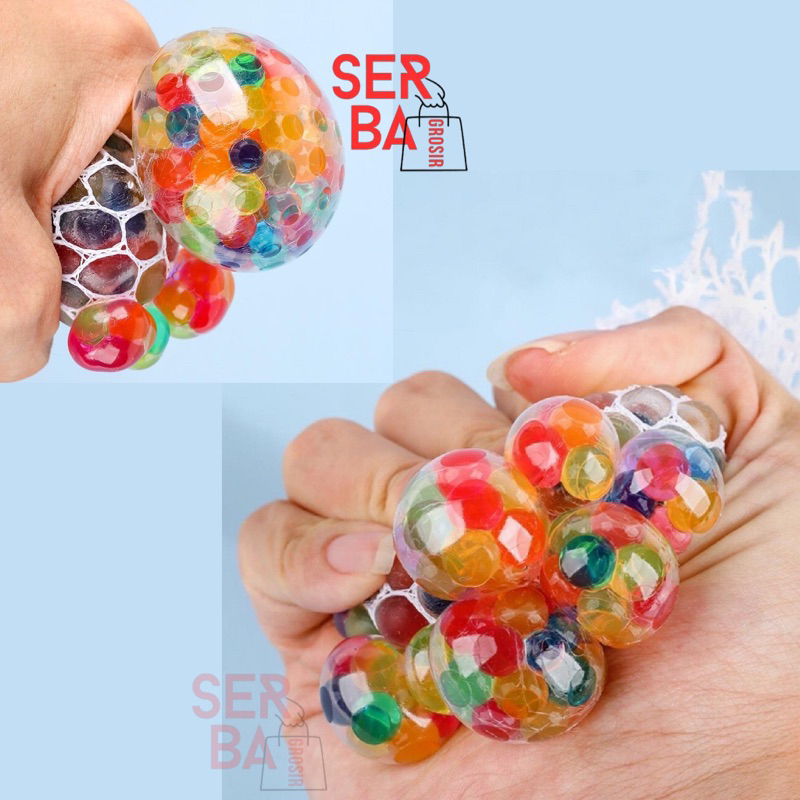 Jual Mainan Squishy Mesh Ball Anti Stress Bola Anggur Ukuran Besar 6 Cm