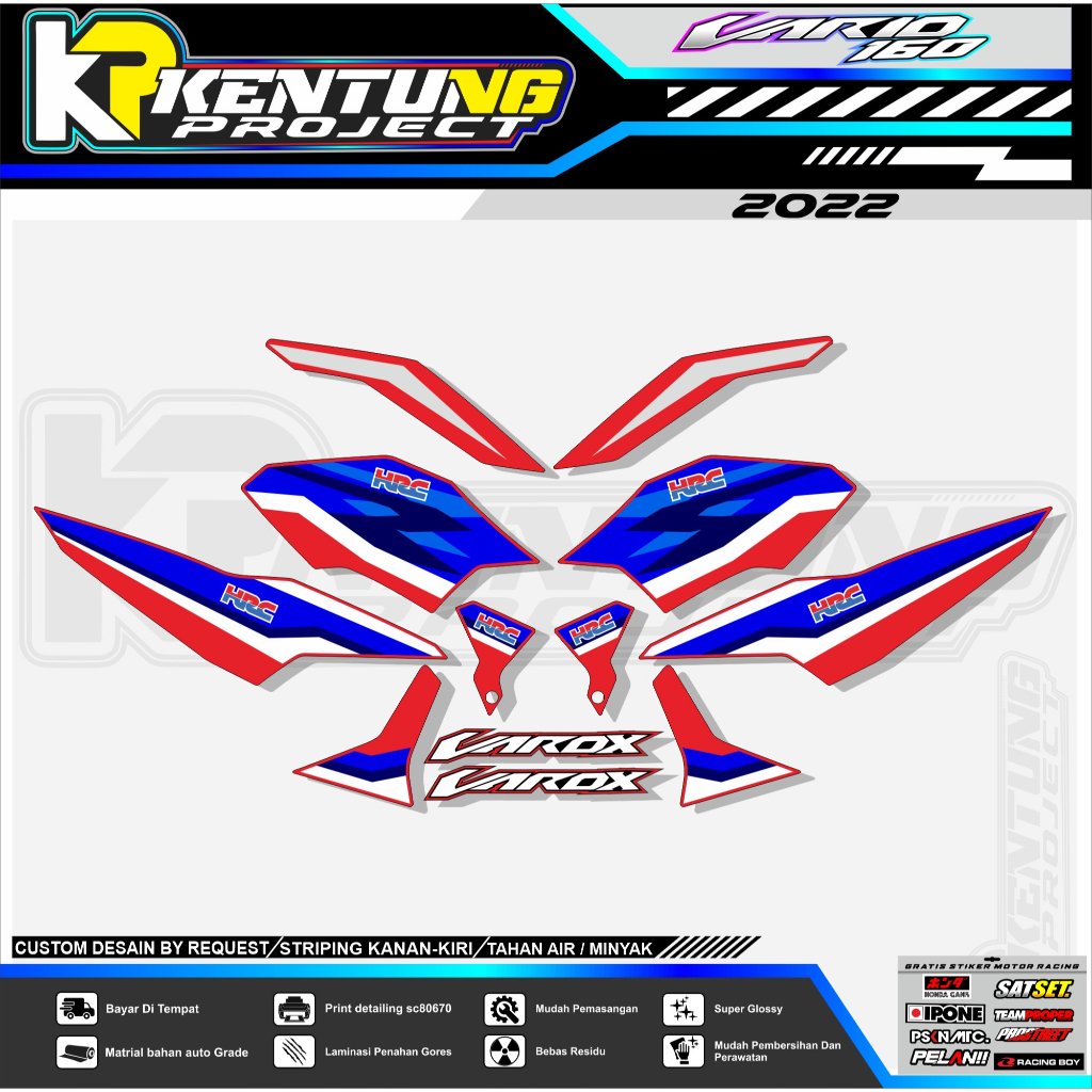 Jual STRIPING STICKER VARIASI VARIO 160 HRC UV TRANSPARAN STICKER