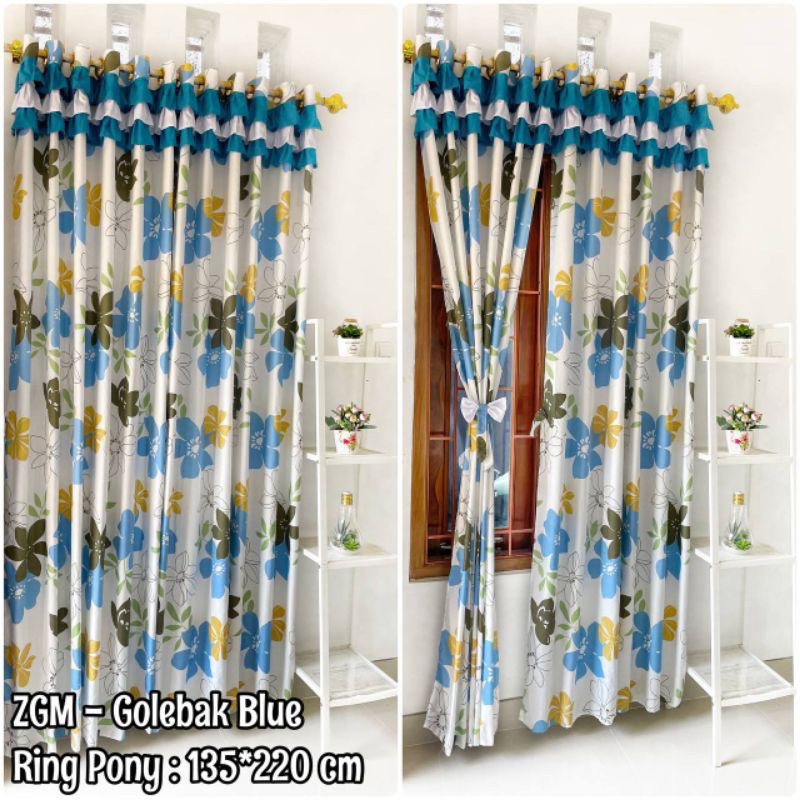 Jual Gorden Pony Pintu Dan Jendela Motif Gelobak Blue Free Pita