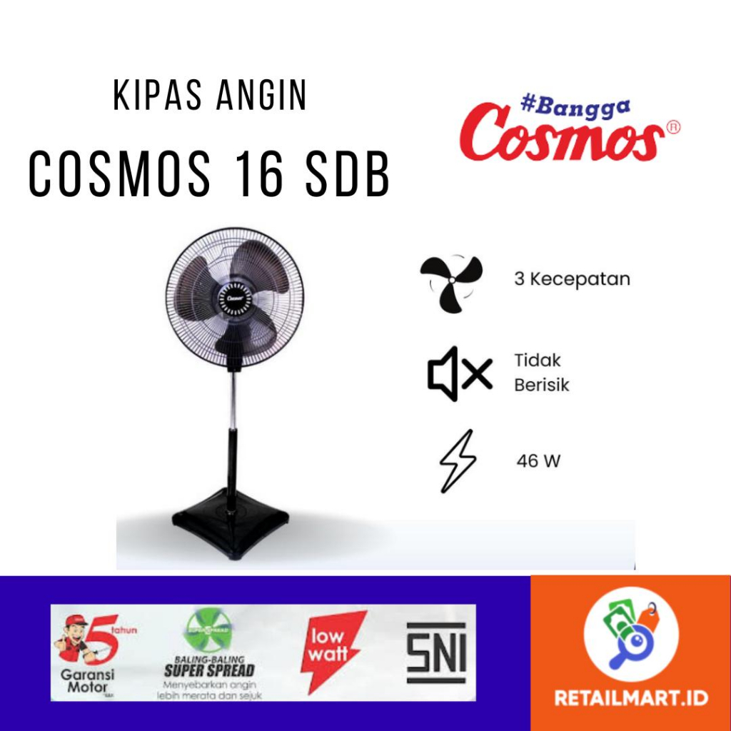 Jual COSMOS KIPAS ANGIN BERDIRI 16 SDB STAND FAN COSMOS 16 SDB