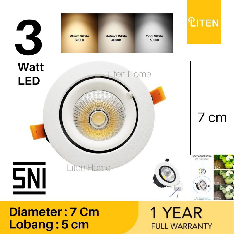 Jual LH262 Lampu Downlight LED Spotlight COB 3w 3 Watt Plafon Rangka