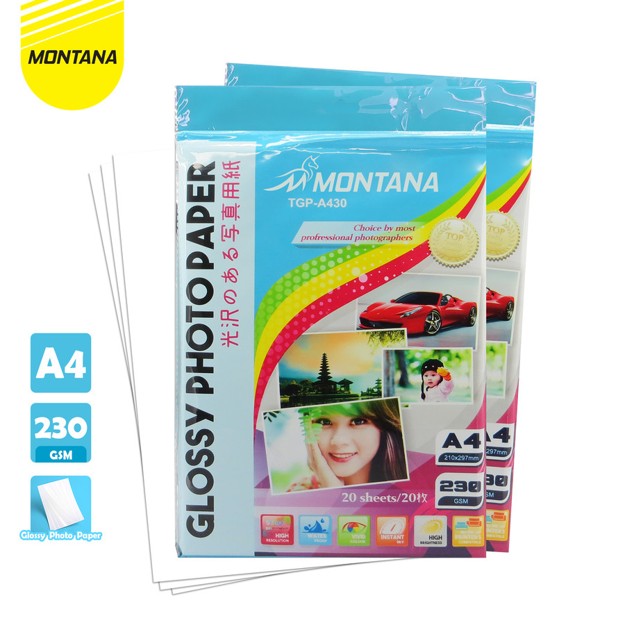 Jual Glossy Photo Paper Kertas Foto Montana TGP A430 A4 230 Gr Gsm