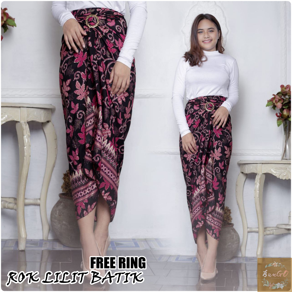 Jual Rok Lilit Batik Bawahan Kebaya Kain Serut Instan Free Ring