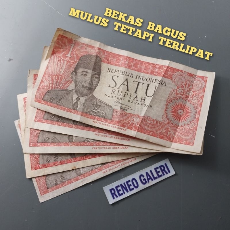 Jual VF Asli 1 Rupiah Seri Sukarno Tahun 1964 Rp Presiden Ir Soekarno