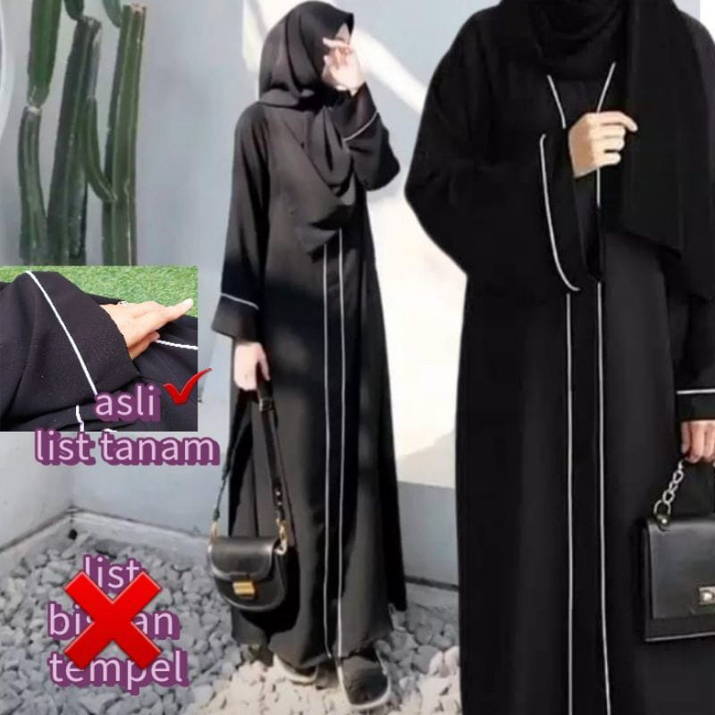 Jual Abaya Syari Basic Polos Gamis Hitam Dress Arab Turkey Jetblack