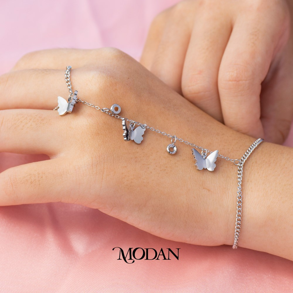 Jual Modan Titanium Silver Butterfly Mariposa Dainty Ring Finger