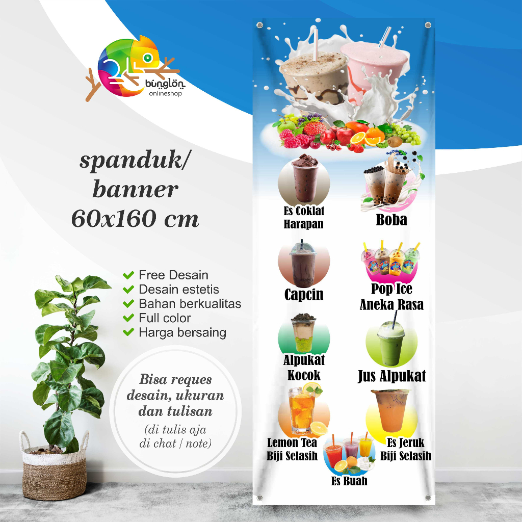 Jual Spanduk Es Buah Segar Spanduk Aneka Minuman Spanduk Boba Pop Ice