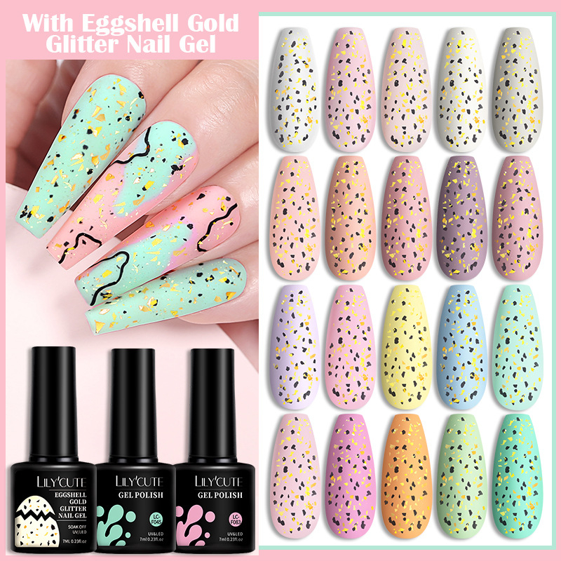 Jual Eggshell Gold Glitter Top Coat Uv Gel Nail Polish Ml Kutek Uv