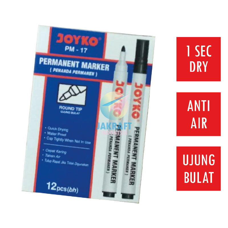 Jual Pcs Spidol Permanent Marker Hitam Black Joyko Pm Murah