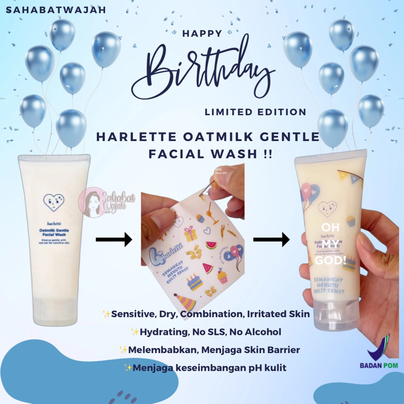 Jual LIMITED EDITION Harlette Oatmilk Gentle Facial Wash Sensitive