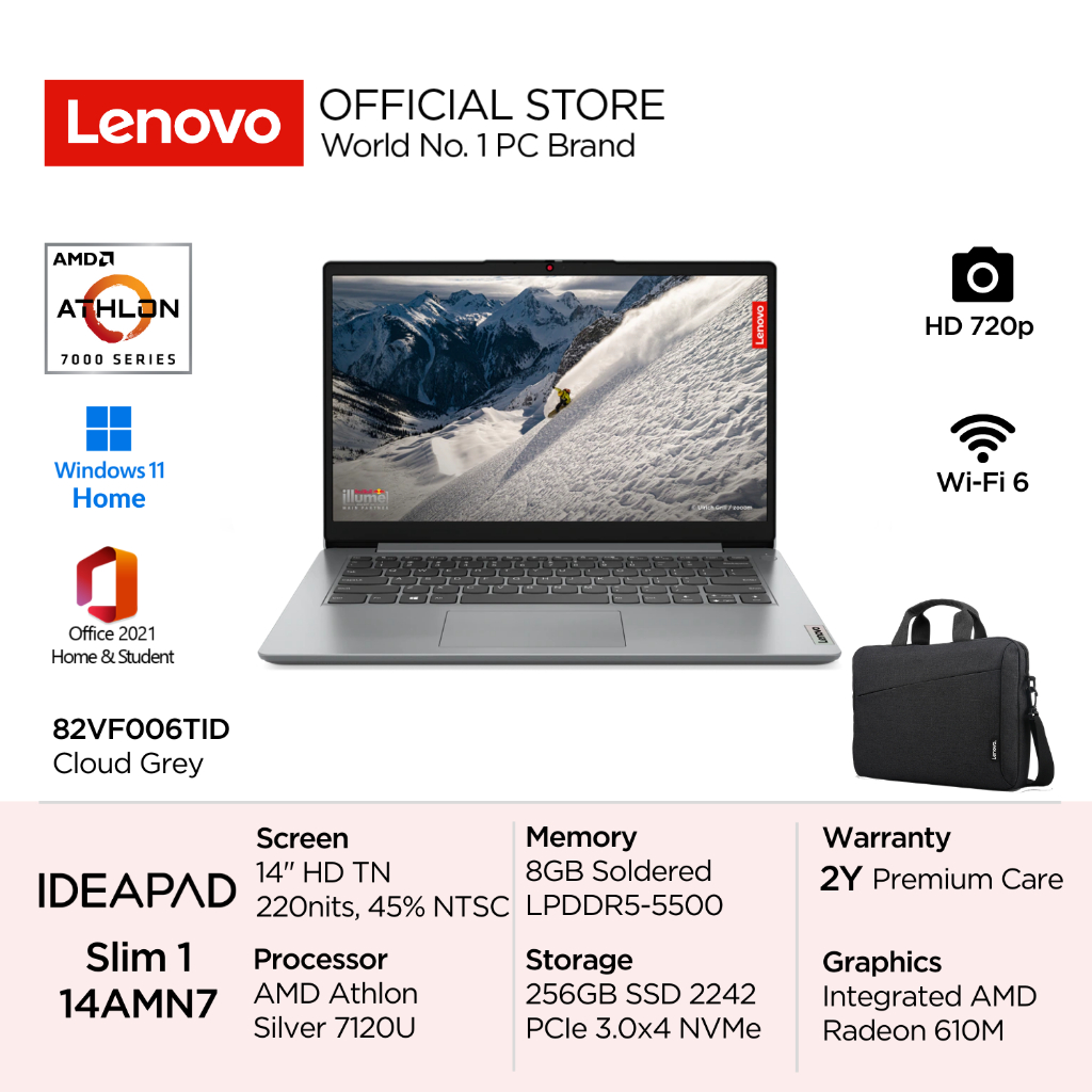 Jual Lenovo IdeaPad Slim 1 14AMN7 AMD Athlon Silver 7120U Win11 8GB