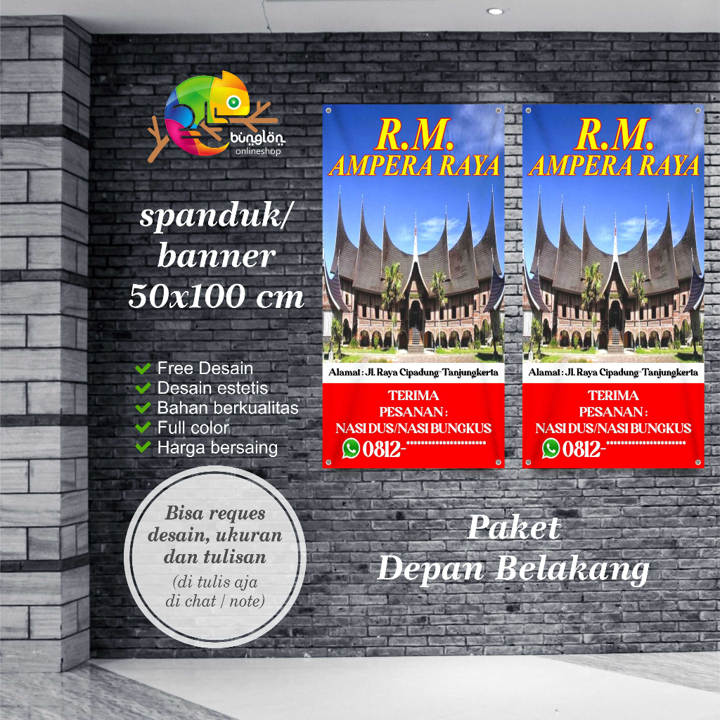 Jual X Spanduk Banner Rumah Makan Ampera Rm Padang Shopee Indonesia