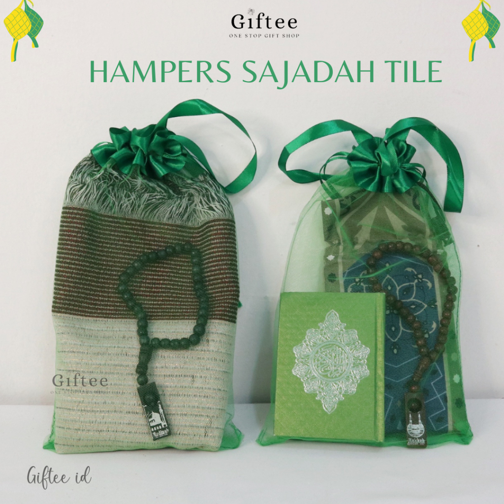 Jual Hampers Sajadah Dengan Tas Serut Tile Tasbih Alquran Wanita Pria