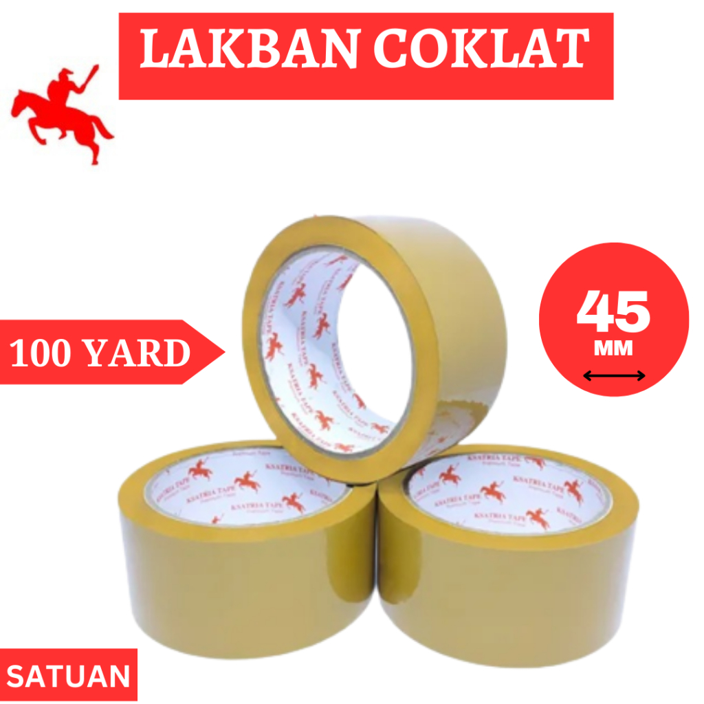 Jual Lakban OPP Tape Lakban Bening Coklat KSATRIA Tape 100 Yard 45Mm