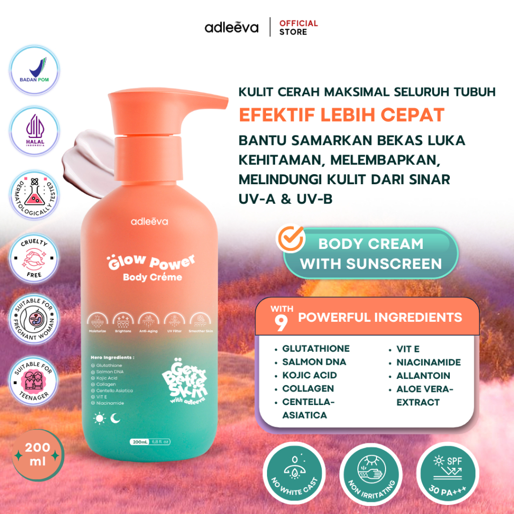 Jual ADLEEVA Glow Power Body Creme Whitening Moisturizing Body Cream