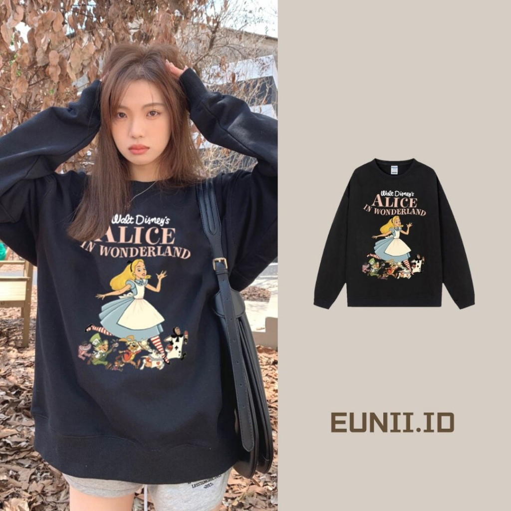 Jual Eunii Sweater Lengan Panjang Cartoon Alice In Wonderlandpainting