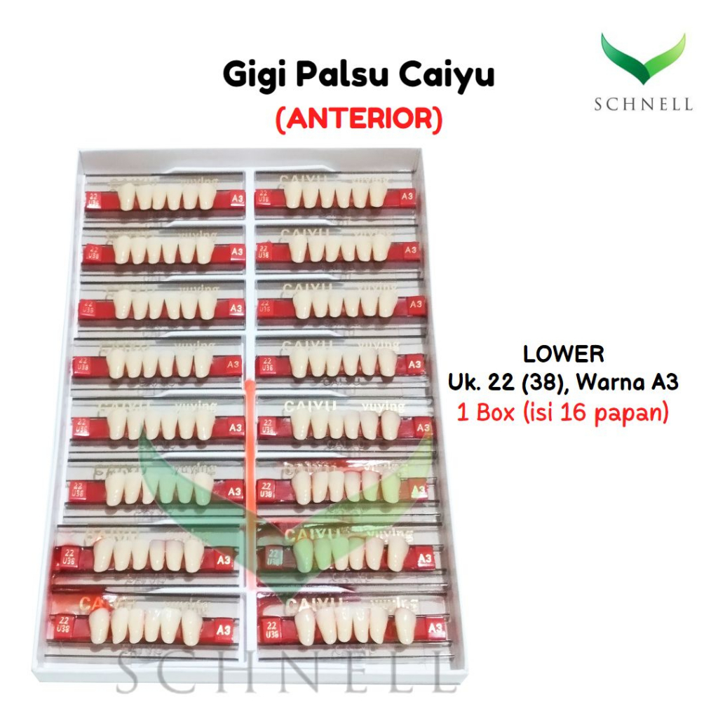 Jual Gigi Palsu Anterior Caiyu 1 Box Isi 16 Papan Shopee Indonesia