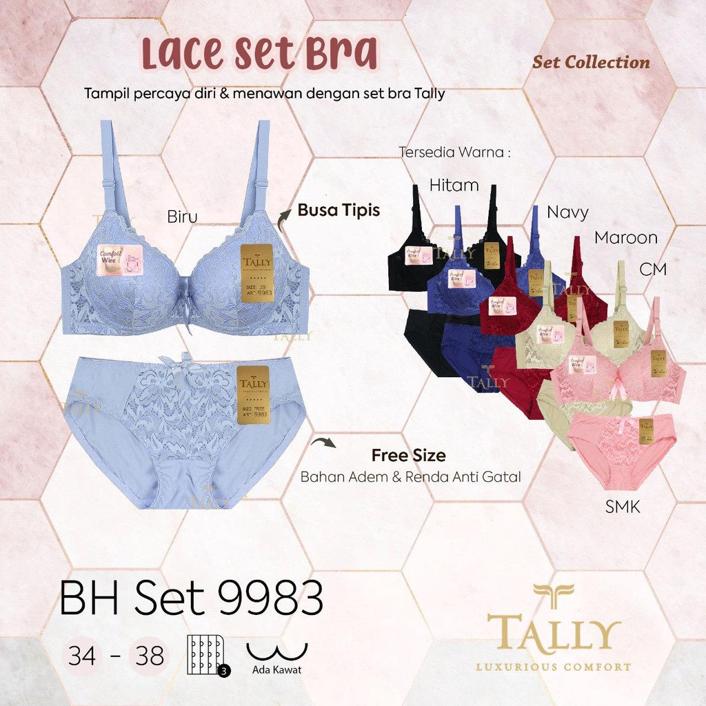 Jual TALLY BRA BH SET CD CELANA DALAM 9983 ADA KAWAT BUSA TIPIS