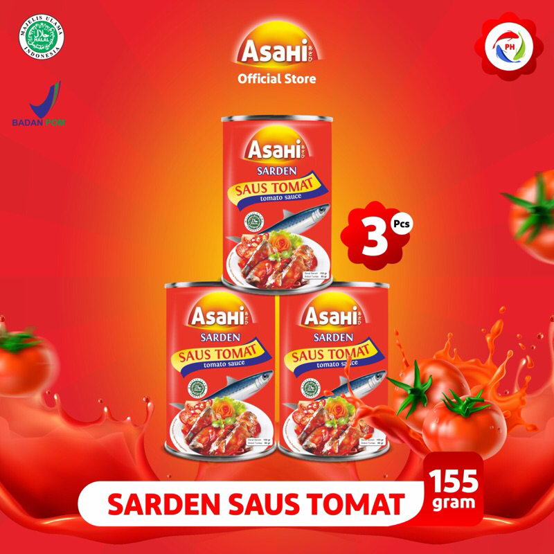 Jual Asahi Sarden Saus Tomat 155 Gr Isi 3pcs Shopee Indonesia