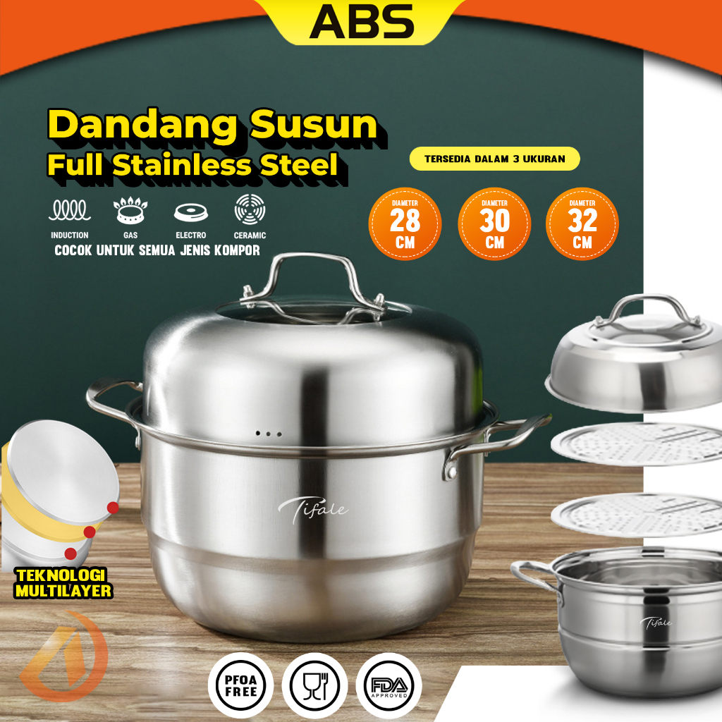 Jual Abs Panci Steamer Tingkat Kukusan Stainless Steel Panci