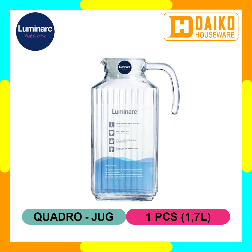 Jual Teko Kaca Luminarc Quadro Jug 1 7 L Pitcher Air Minum Original