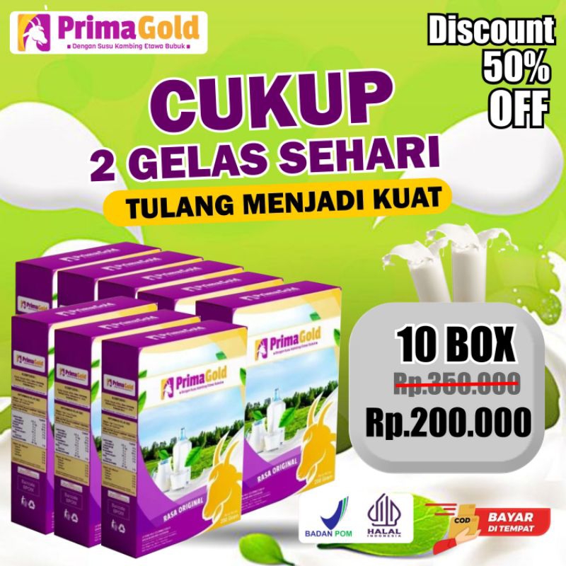 Jual Prima Gold Susu Kambing Etawa Bubuk Original Murah Meredakan Sesak