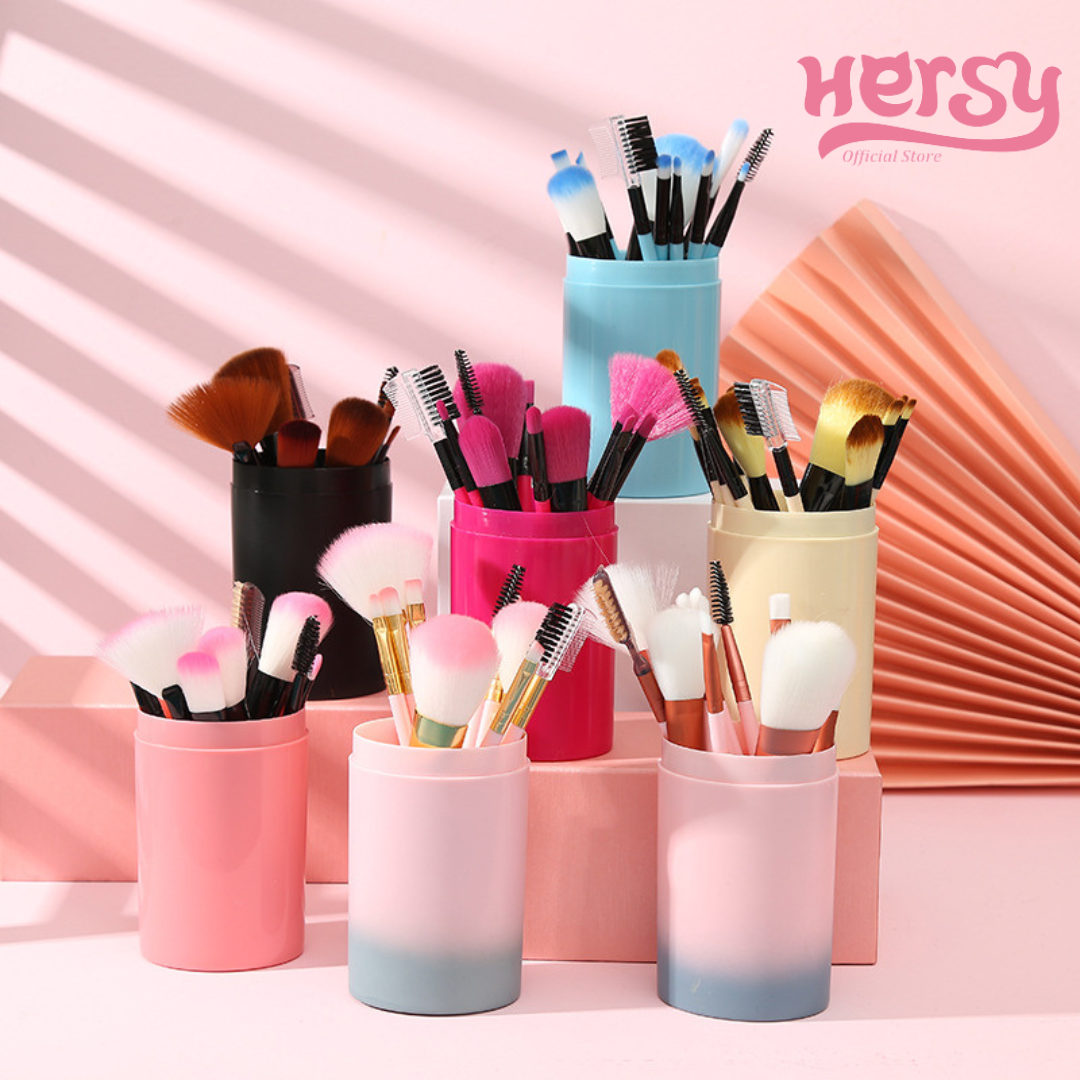 Jual HERSY OFFICIALSTORE Kuas Alat Make Up Kosmetik Tabung 12 Pcs