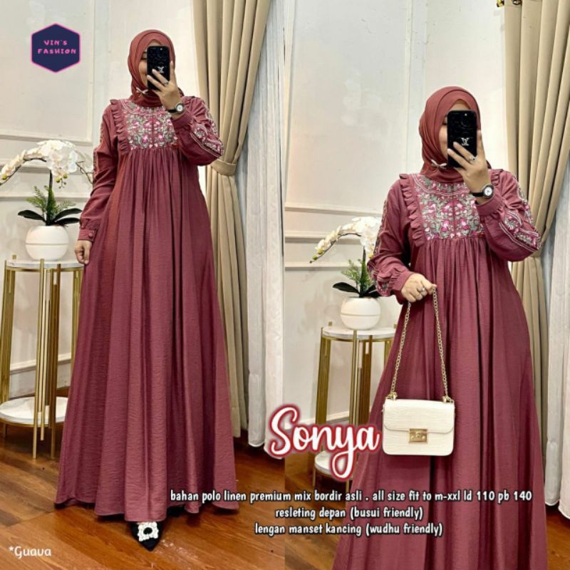 Jual SONYA DRESS BORDIR LABEL MADANI Shopee Indonesia