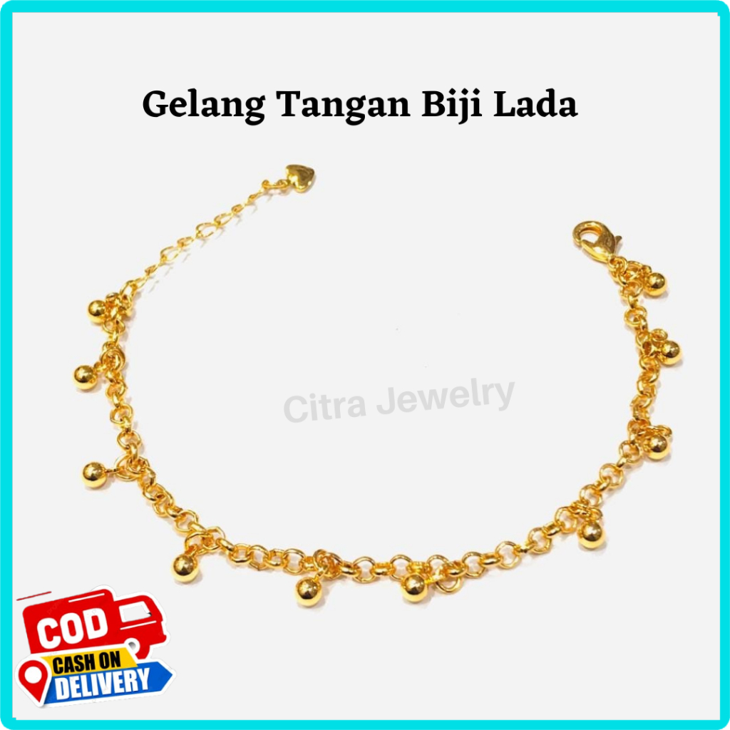 Jual COD Gelang Rantai Titanium Biji Lada Lapis Emas 24K Aksesoris