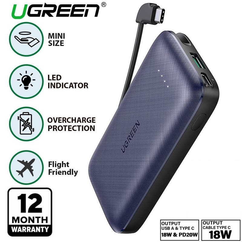 Jual UGREEN Powerbank 10000 MAh 20W USB Type C PD QC Fast Charging