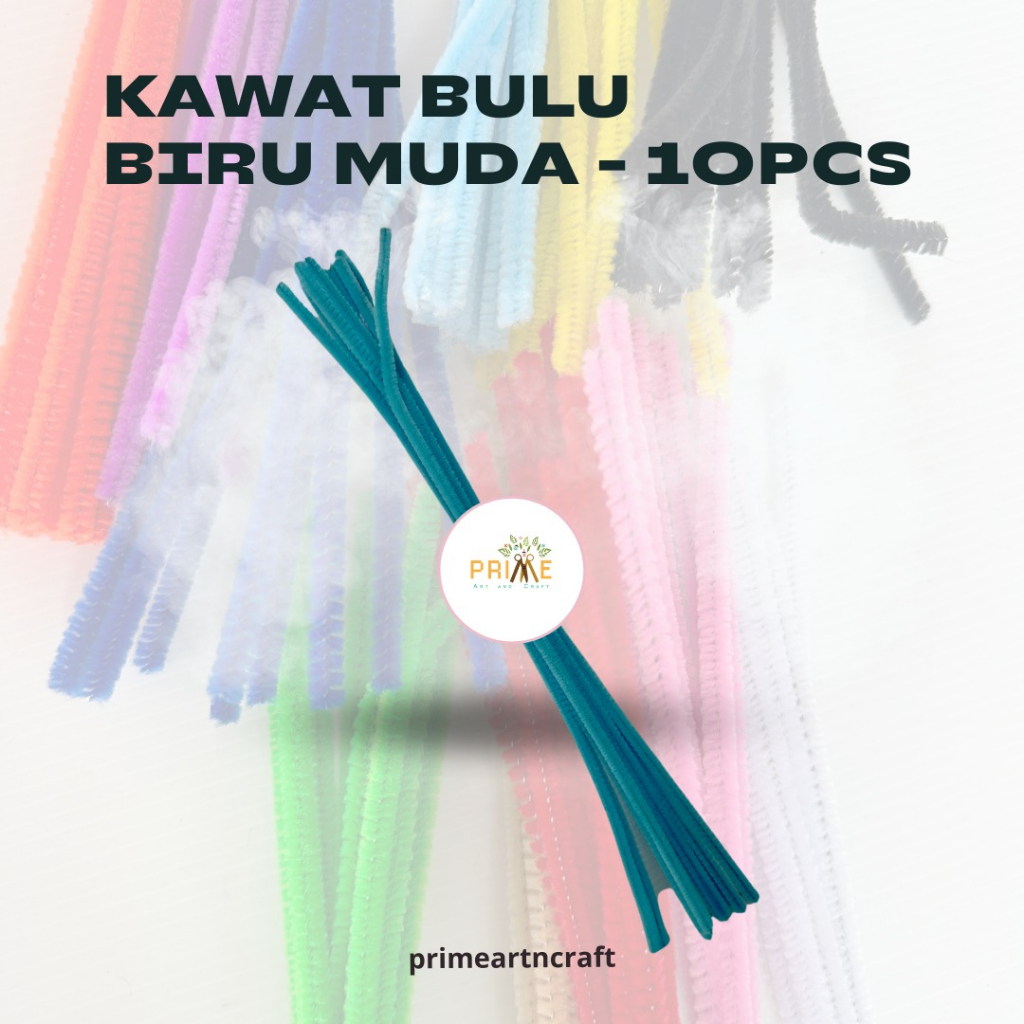 Jual Kawat Bulu Bludru Pipe Cleaner Bulu Mercy 30cm Biru Muda Harga