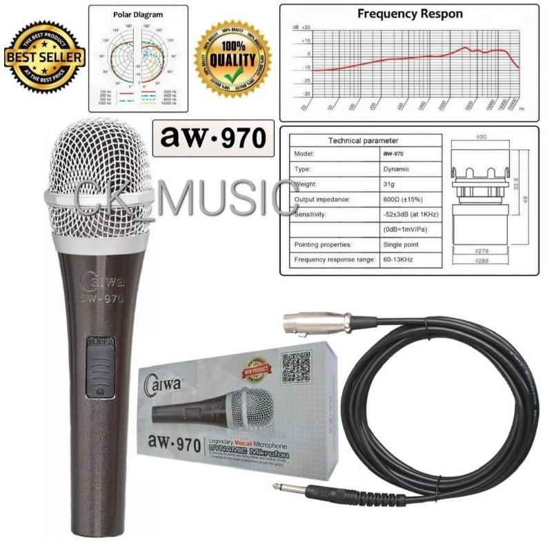 Jual Mic Kabel Aiwa Aw Mic Besi Aiwa Caiwa Aw Microphone Kabel