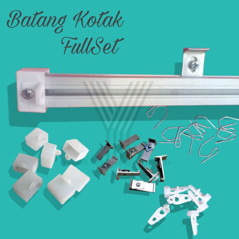 Jual Batang Gorden Balok Alumunium Kotak Tiang Besi Gordyn Full Set