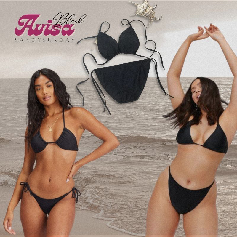 Jual Bikini Set Tali Segitiga S M L Xl Bikini Pantai Hitam Sexy Black